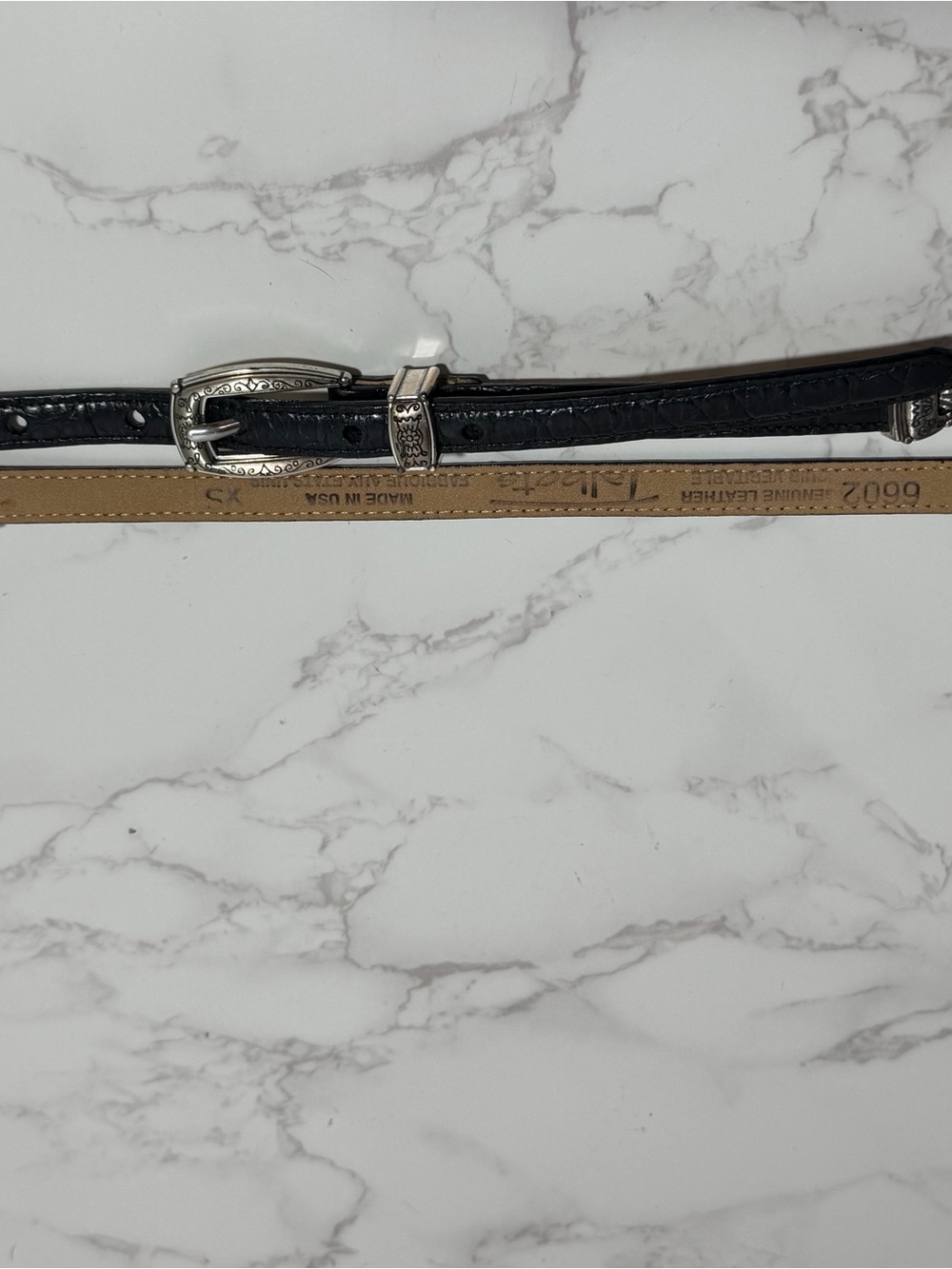 Talbot's Vintage Women's Black Leather Belt with Silver Filigree Accents - XS - Picture 8 of 12